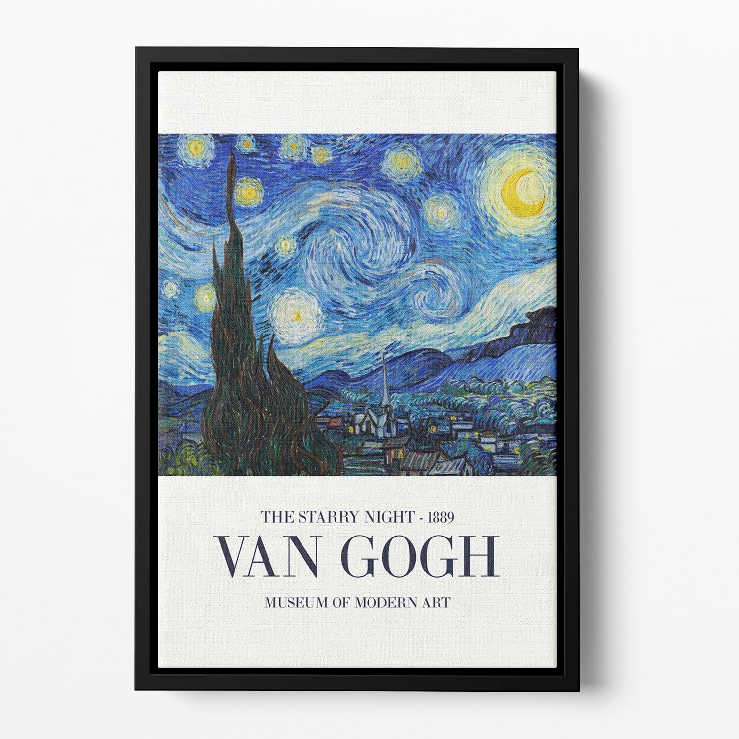 The Starry Night Titled Floating Framed Canvas - Canvas Art Rocks - 2