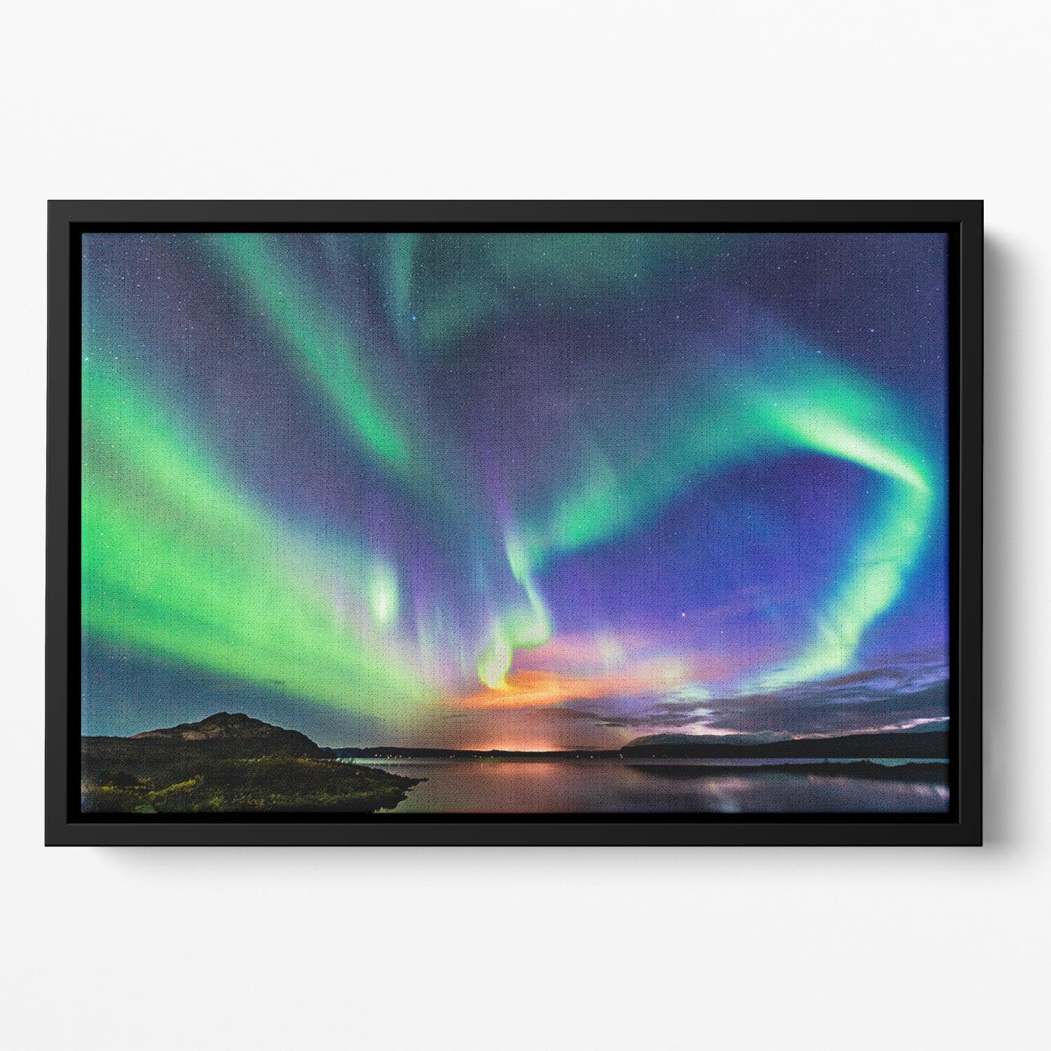 The aurora in Iceland Floating Framed Canvas - Canvas Art Rocks - 2