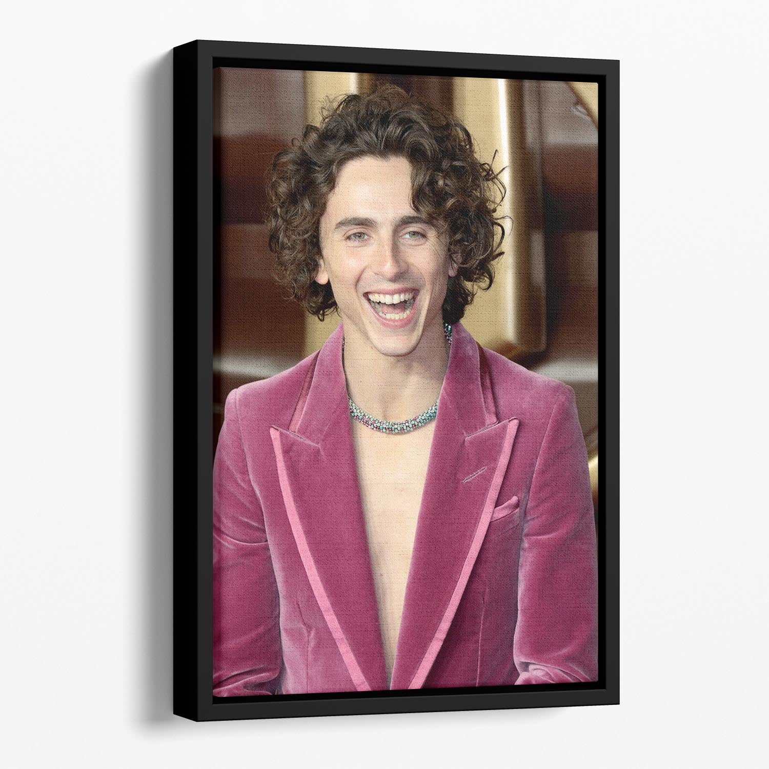 Timothee Chalamet at the premiere of Wonka Floating Framed Canvas - Canvas Art Rocks - 1