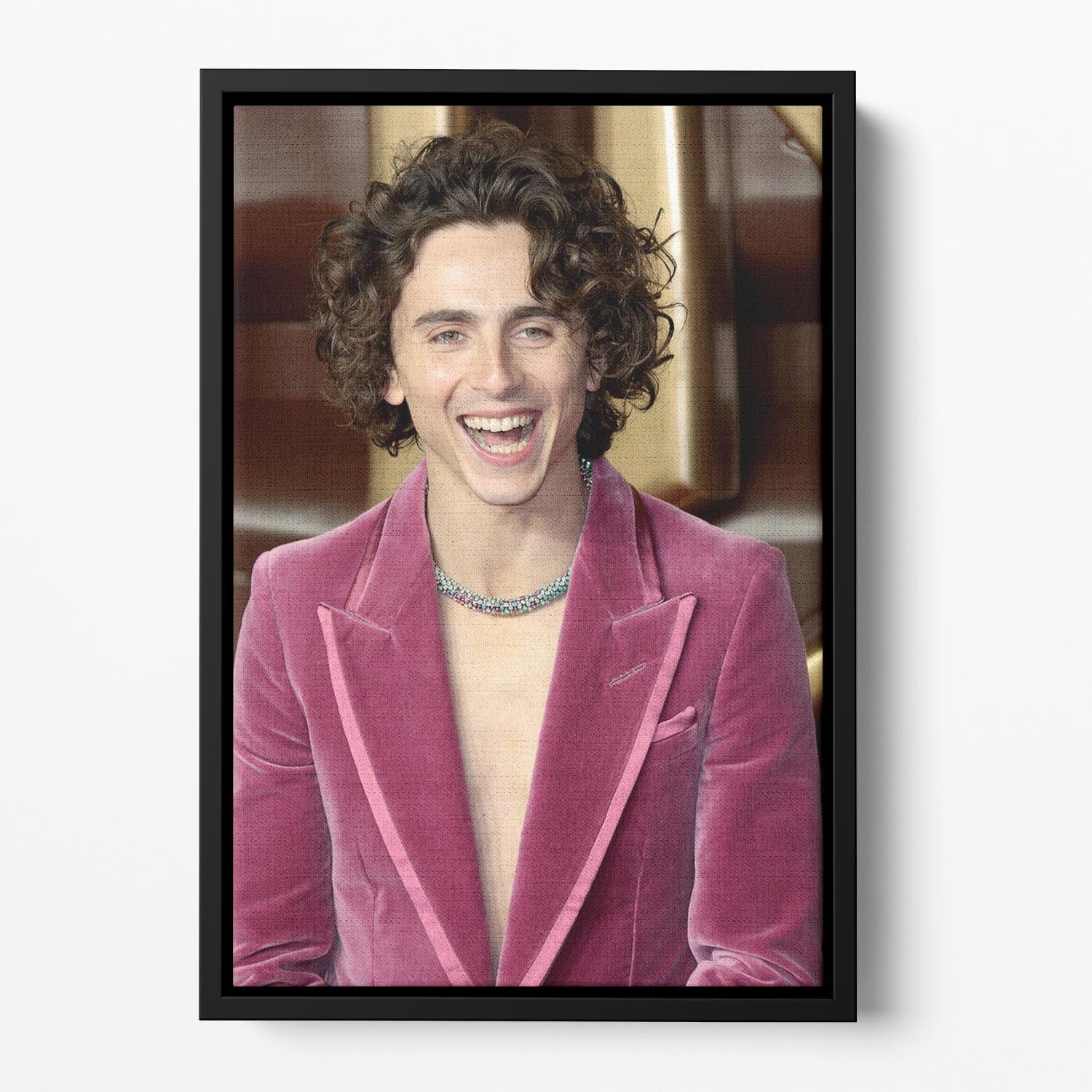 Timothee Chalamet at the premiere of Wonka Floating Framed Canvas - Canvas Art Rocks - 2
