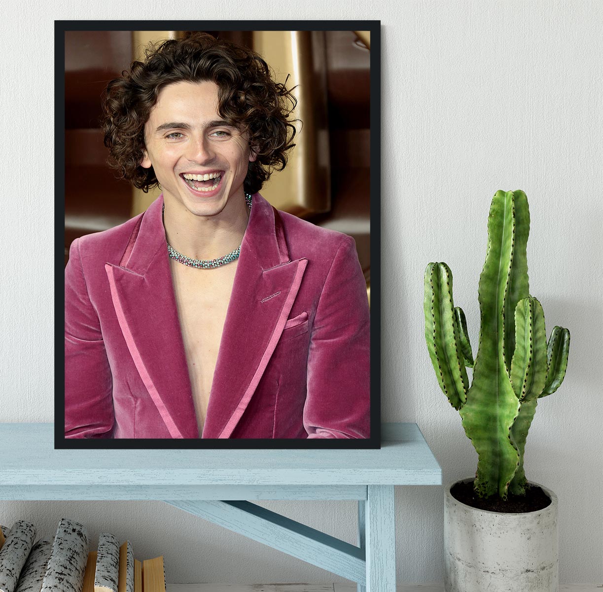 Timothee Chalamet at the premiere of Wonka Framed Print - Canvas Art Rocks - 2