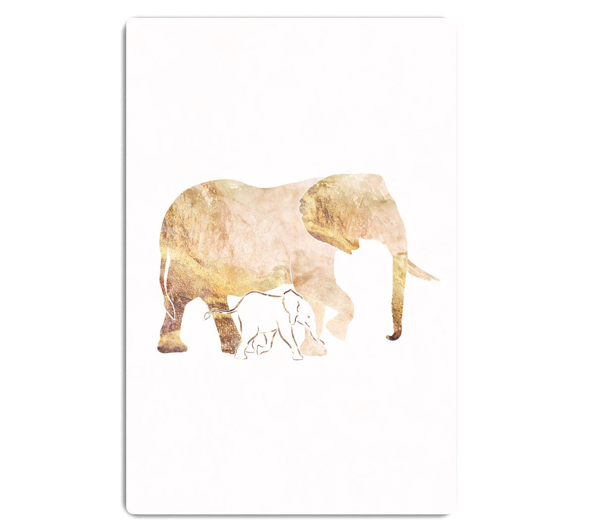 White Gold Elephant Acrylic Block - 1x - 1