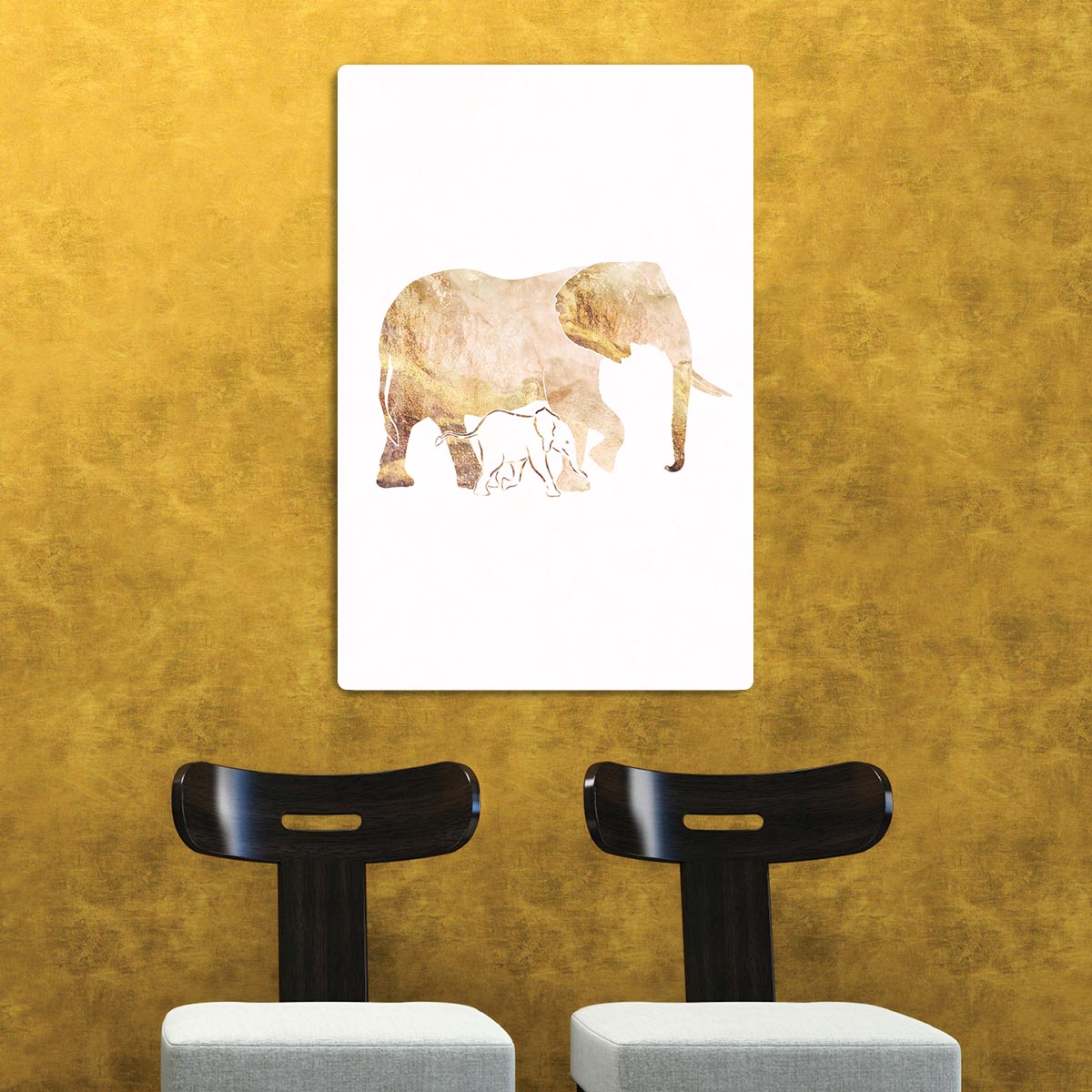 White Gold Elephant Acrylic Block - 1x - 2