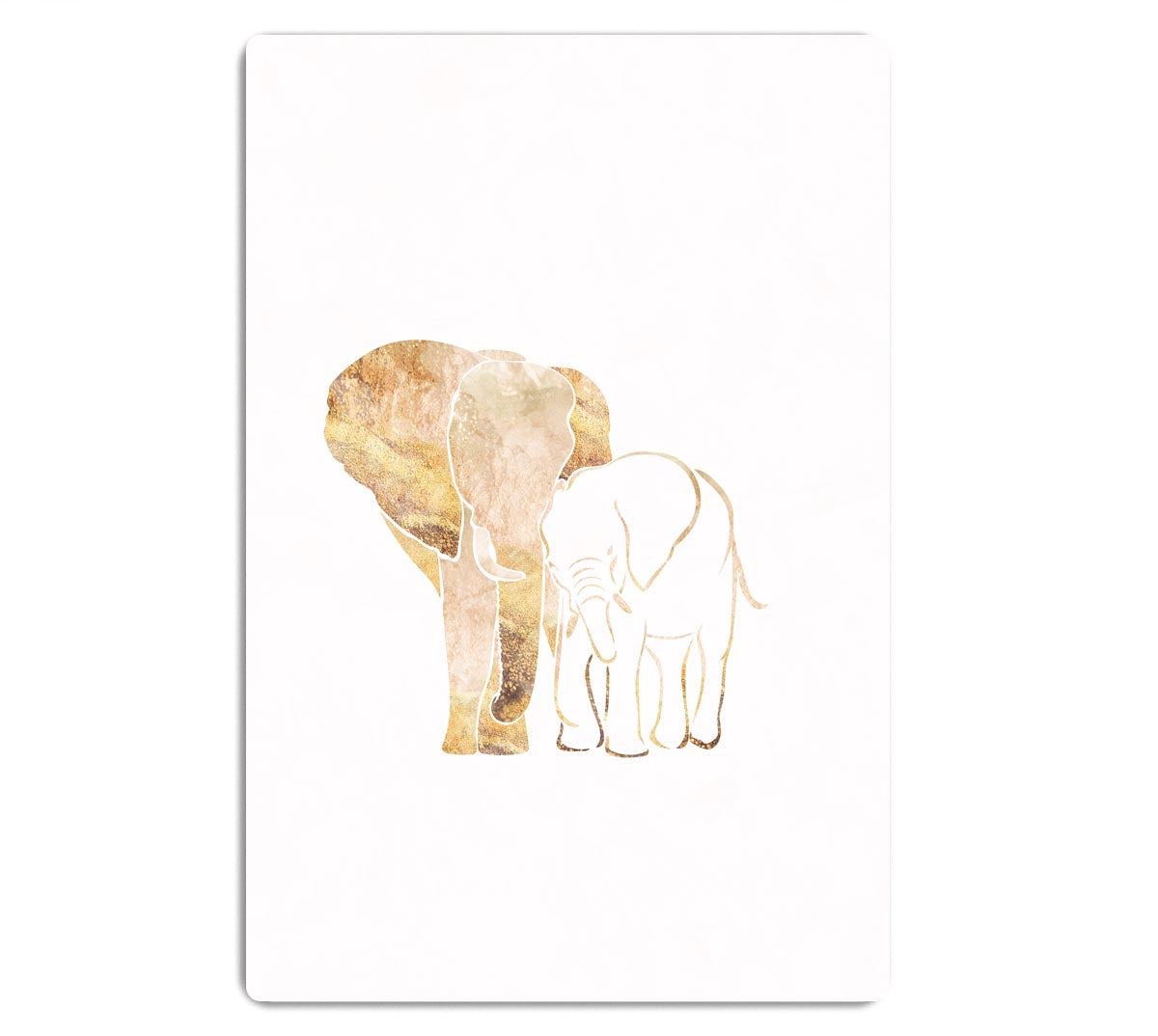 White Gold Elephants Acrylic Block - 1x - 1