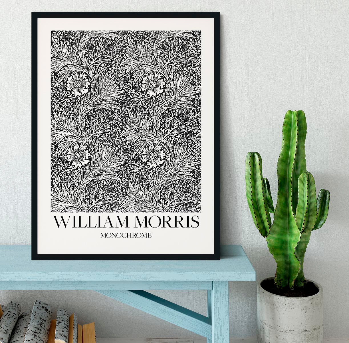 William Morris Marigold Monochrome Framed Print - Canvas Art Rocks - 2