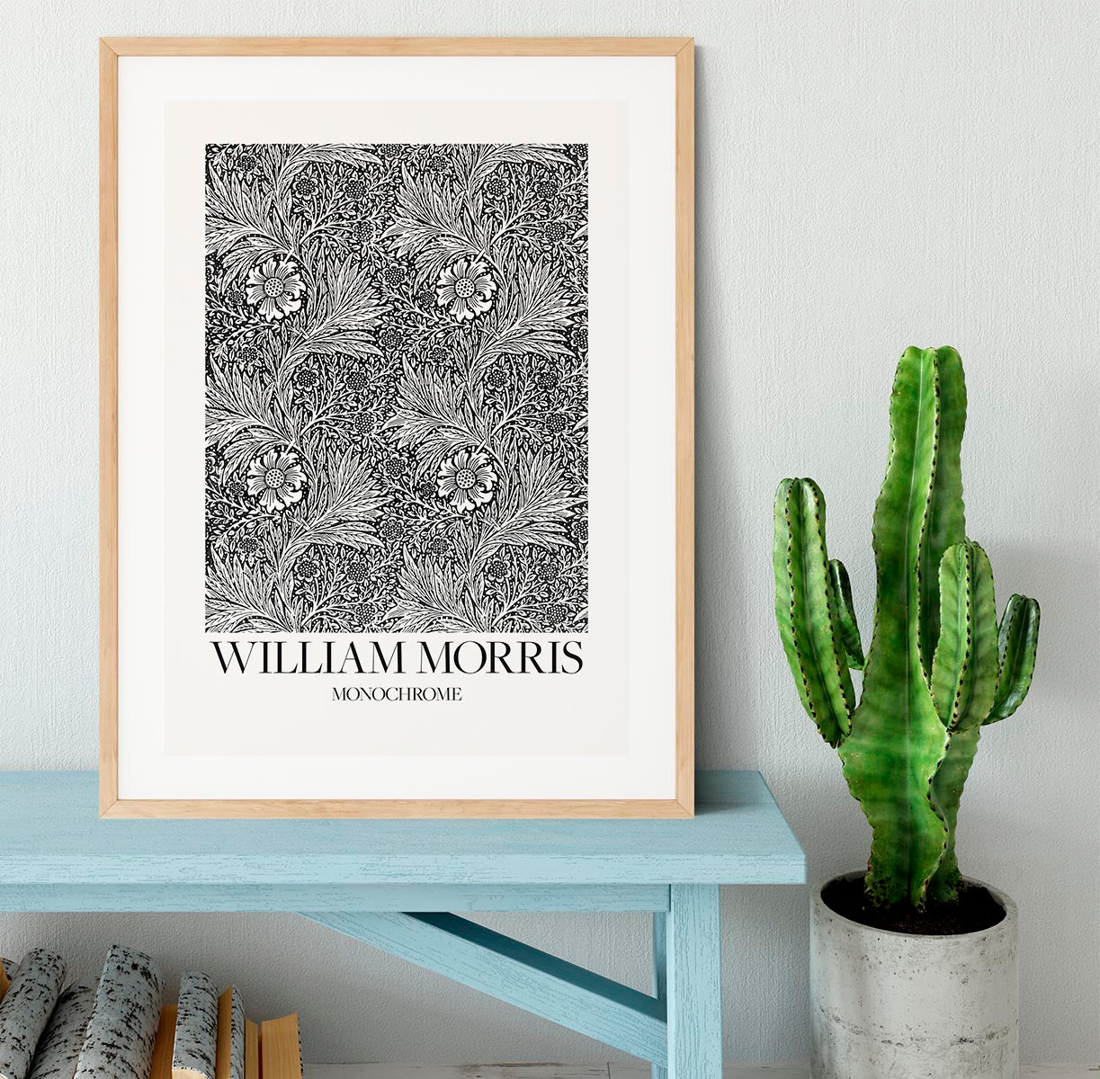 William Morris Marigold Monochrome Framed Print - Canvas Art Rocks - 3