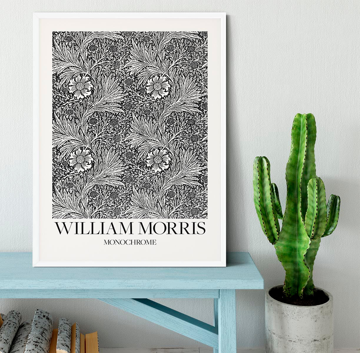 William Morris Marigold Monochrome Framed Print - Canvas Art Rocks -6