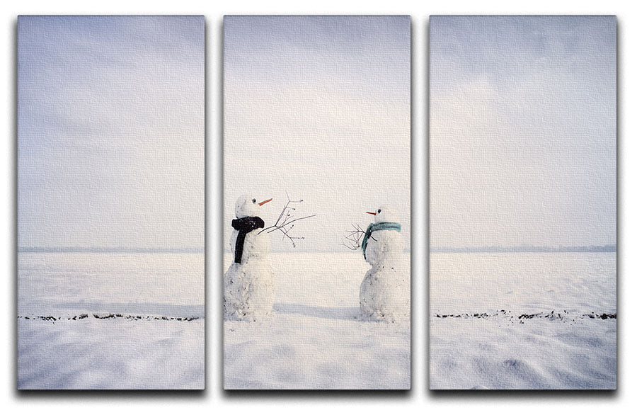 You and I Snowmen 3 Split Panel Canvas Print - 1x - 1