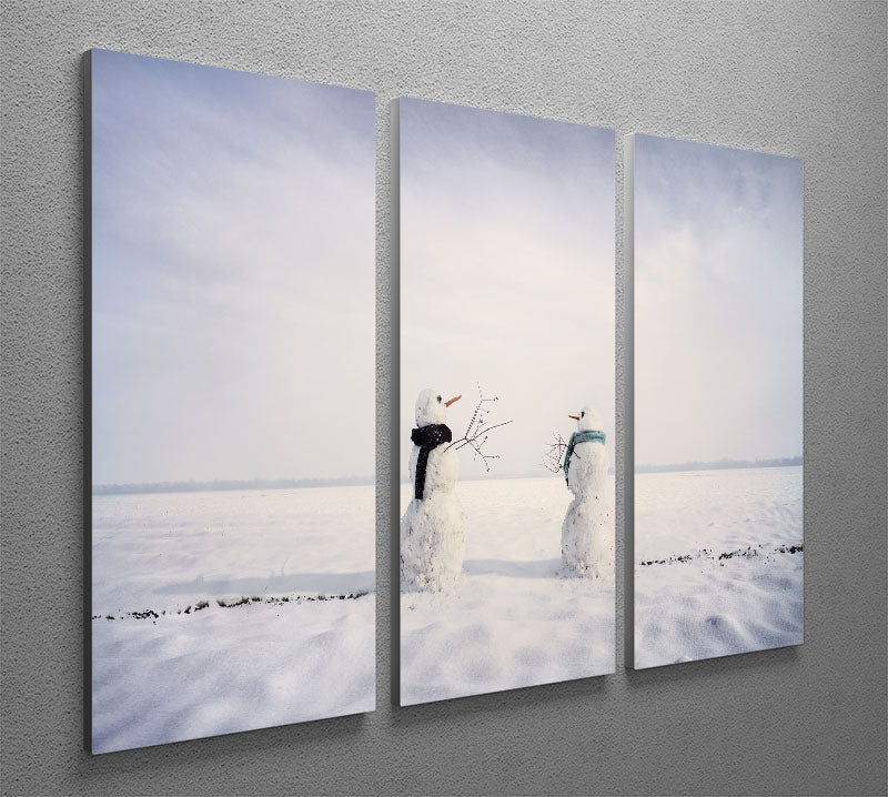 You and I Snowmen 3 Split Panel Canvas Print - 1x - 2