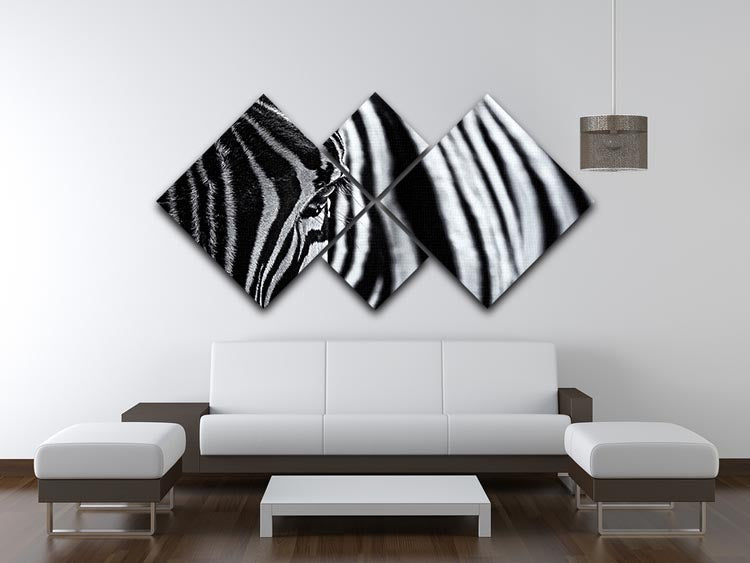 Zebra Close Up 4 Square Multi Panel Canvas - Canvas Art Rocks - 3