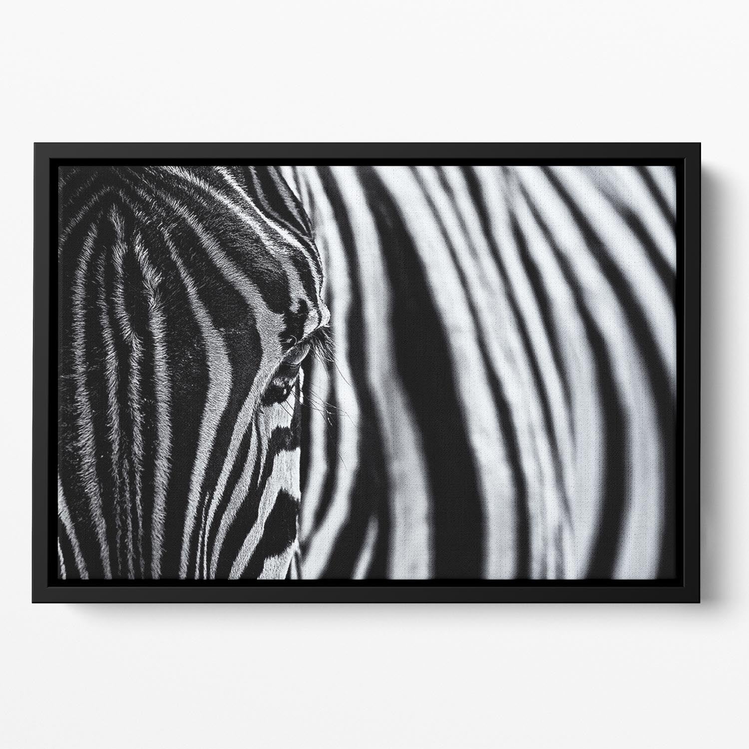 Zebra Close Up Floating Framed Canvas - Canvas Art Rocks - 2