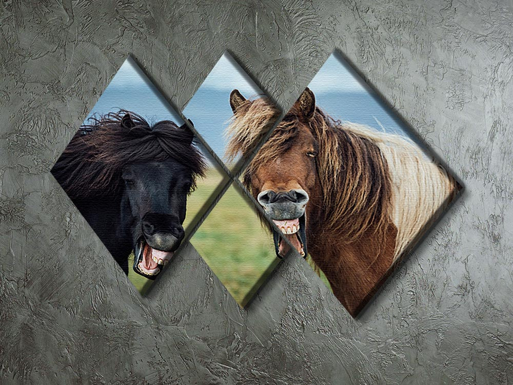 Smiling Horses 4 Square Multi Panel Canvas - Canvas Art Rocks - 2