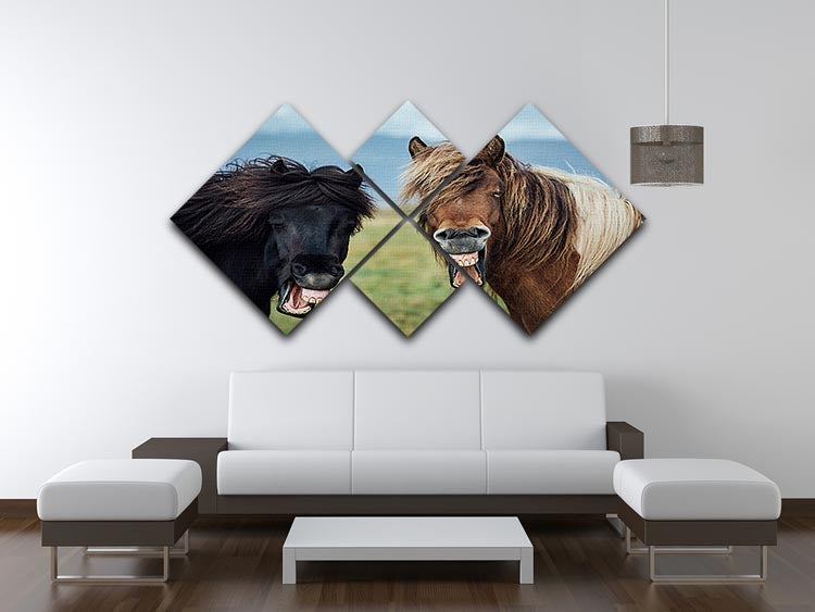 Smiling Horses 4 Square Multi Panel Canvas - Canvas Art Rocks - 3