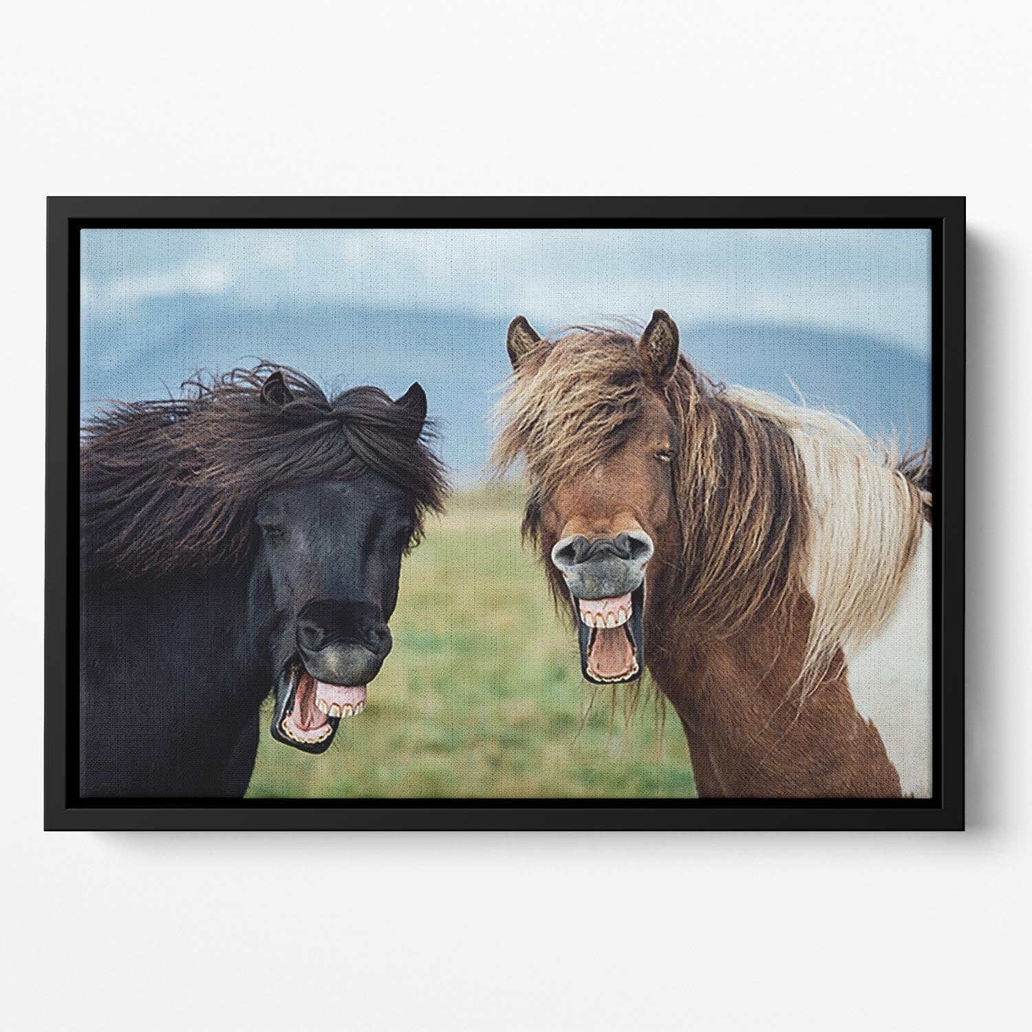 Smiling Horses Floating Framed Canvas - Canvas Art Rocks - 2