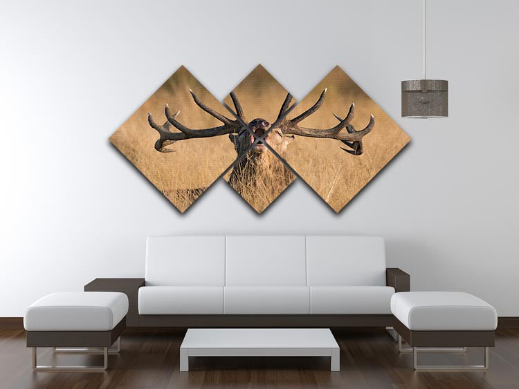 Antler Ready to Rut 4 Square Multi Panel Canvas - Canvas Art Rocks - 3