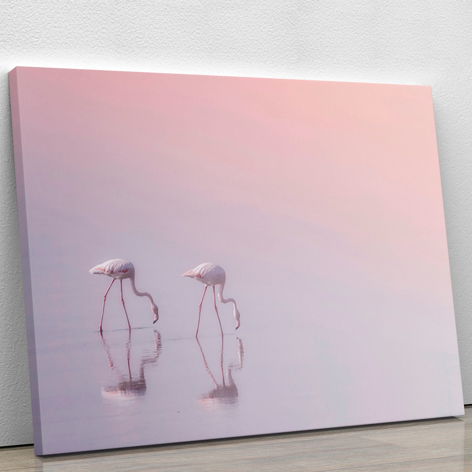 Flamingos Drinking Canvas Print or Poster - Canvas Art Rocks - 1