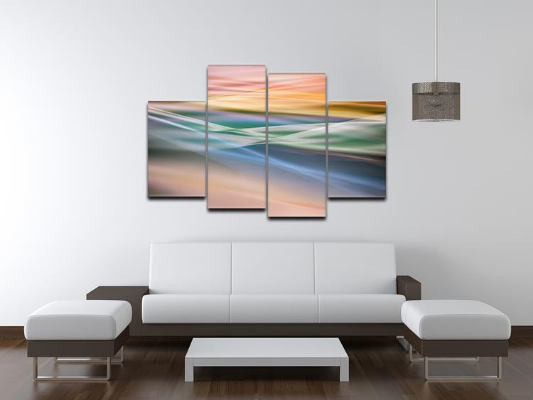 Coloured Waves 4 Split Panel Canvas - Canvas Art Rocks - 3