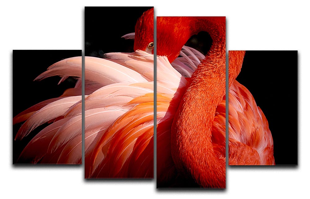 flamingo Close Up 4 Split Panel Canvas - Canvas Art Rocks - 1