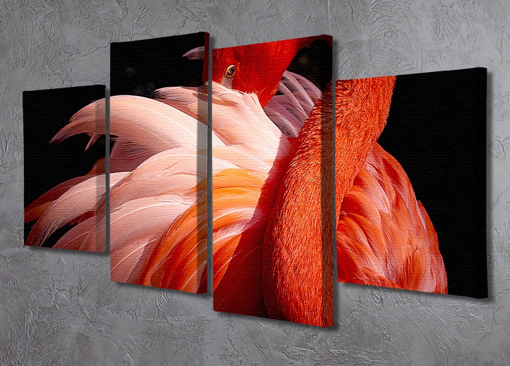 flamingo Close Up 4 Split Panel Canvas - Canvas Art Rocks - 2