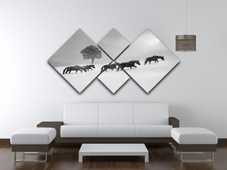Icelandic Horses 4 Square Multi Panel Canvas - Canvas Art Rocks - 3
