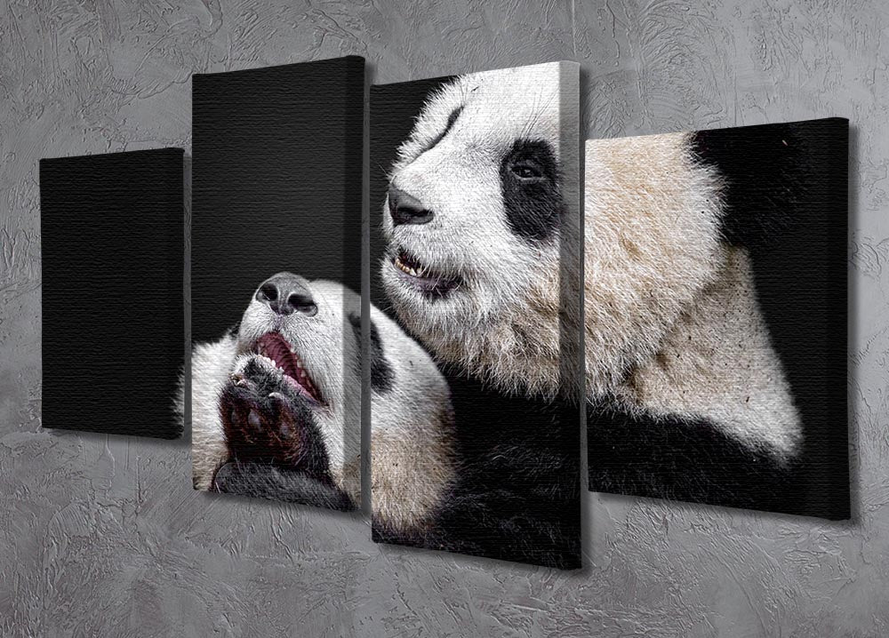 Pandas Playing 4 Split Panel Canvas - Canvas Art Rocks - 2