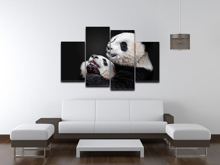 Pandas Playing 4 Split Panel Canvas - Canvas Art Rocks - 3