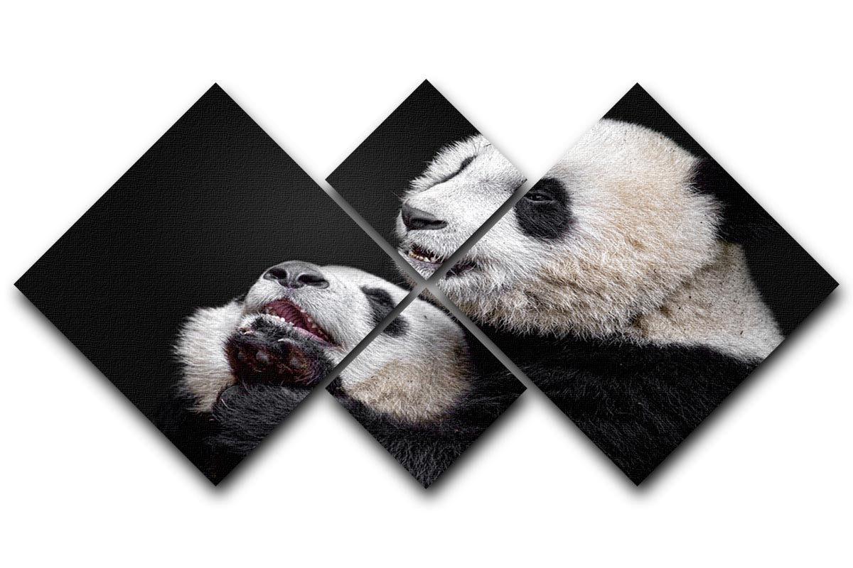 Pandas Playing 4 Square Multi Panel Canvas - Canvas Art Rocks - 1