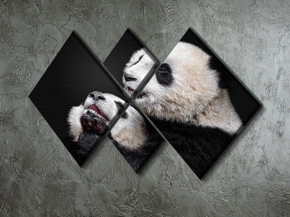 Pandas Playing 4 Square Multi Panel Canvas - Canvas Art Rocks - 2