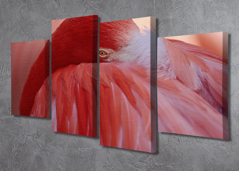 Red Flamingo 4 Split Panel Canvas - Canvas Art Rocks - 2