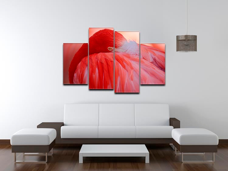 Red Flamingo 4 Split Panel Canvas - Canvas Art Rocks - 3