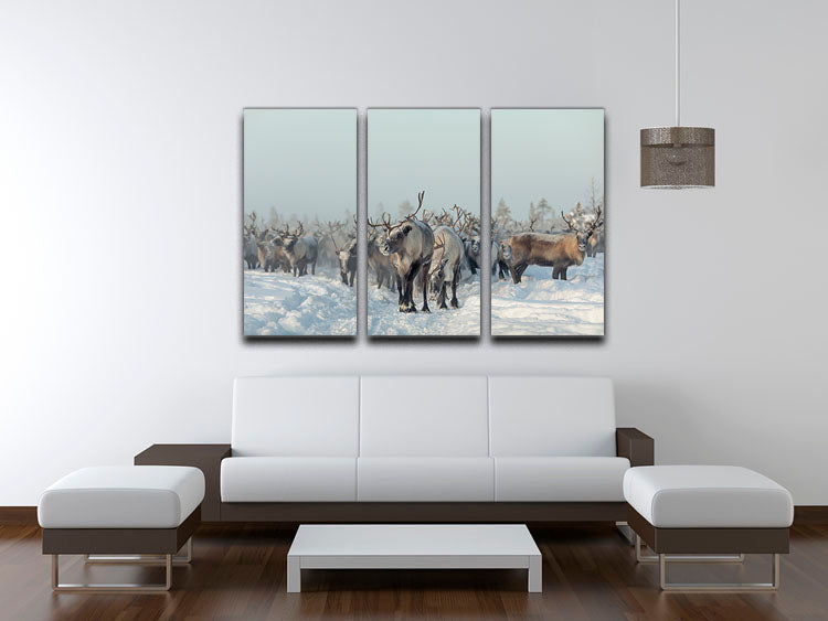 Reindeers 3 Split Panel Canvas Print - Canvas Art Rocks - 3