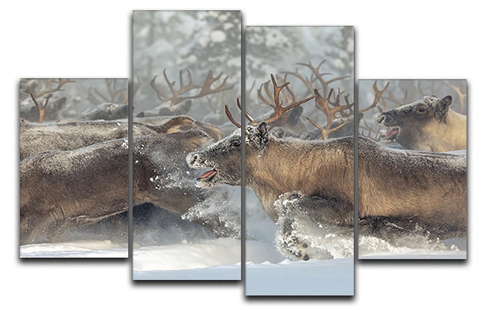 Reindeers III 4 Split Panel Canvas - Canvas Art Rocks - 1