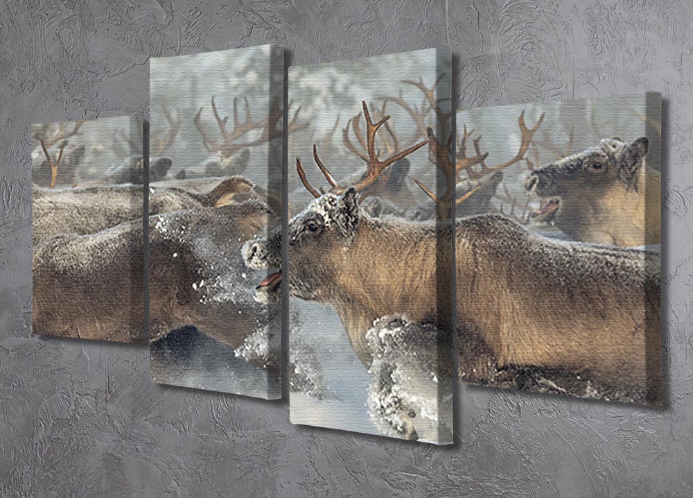 Reindeers III 4 Split Panel Canvas - Canvas Art Rocks - 2