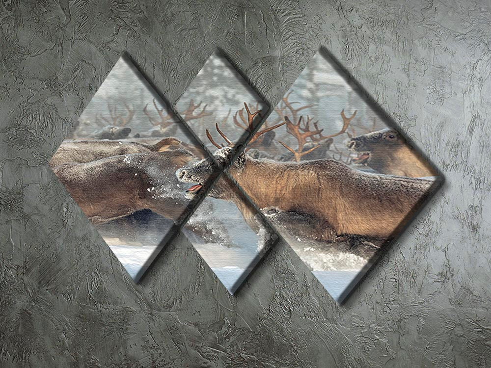 Reindeers III 4 Square Multi Panel Canvas - Canvas Art Rocks - 2