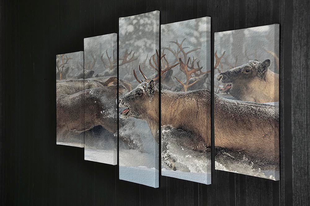 Reindeers III 5 Split Panel Canvas - Canvas Art Rocks - 2