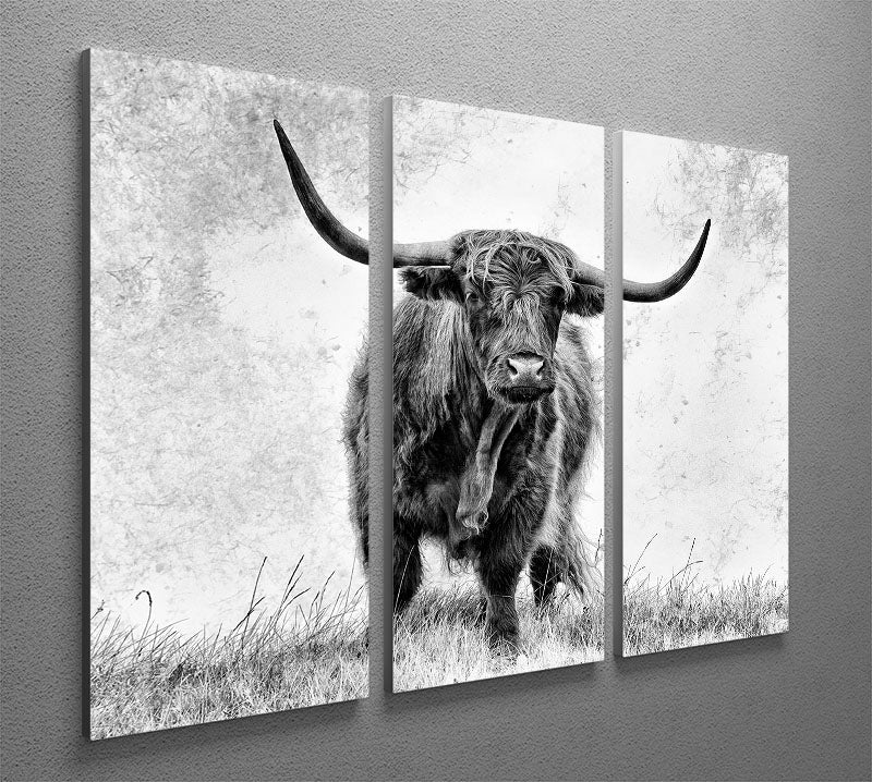 Highland Cow 3 Split Panel Canvas Print - Canvas Art Rocks - 2