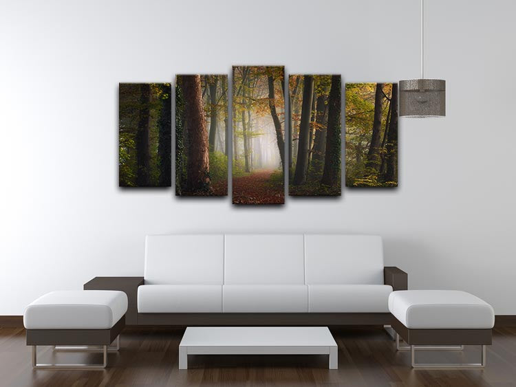 Autumn Colorful Forest 5 Split Panel Canvas - Canvas Art Rocks - 3