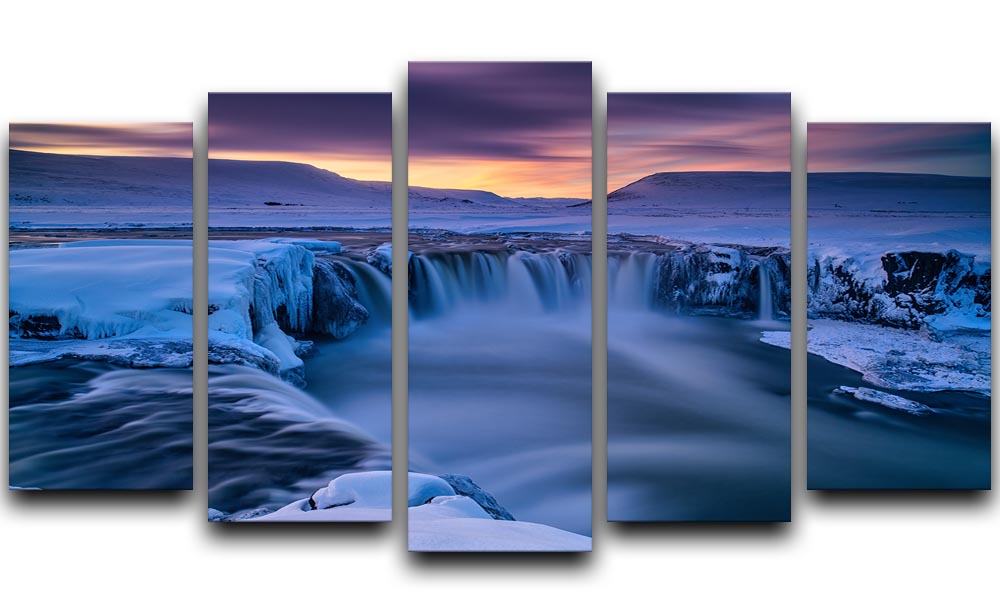 Wintry Waterfall 5 Split Panel Canvas - Canvas Art Rocks - 1