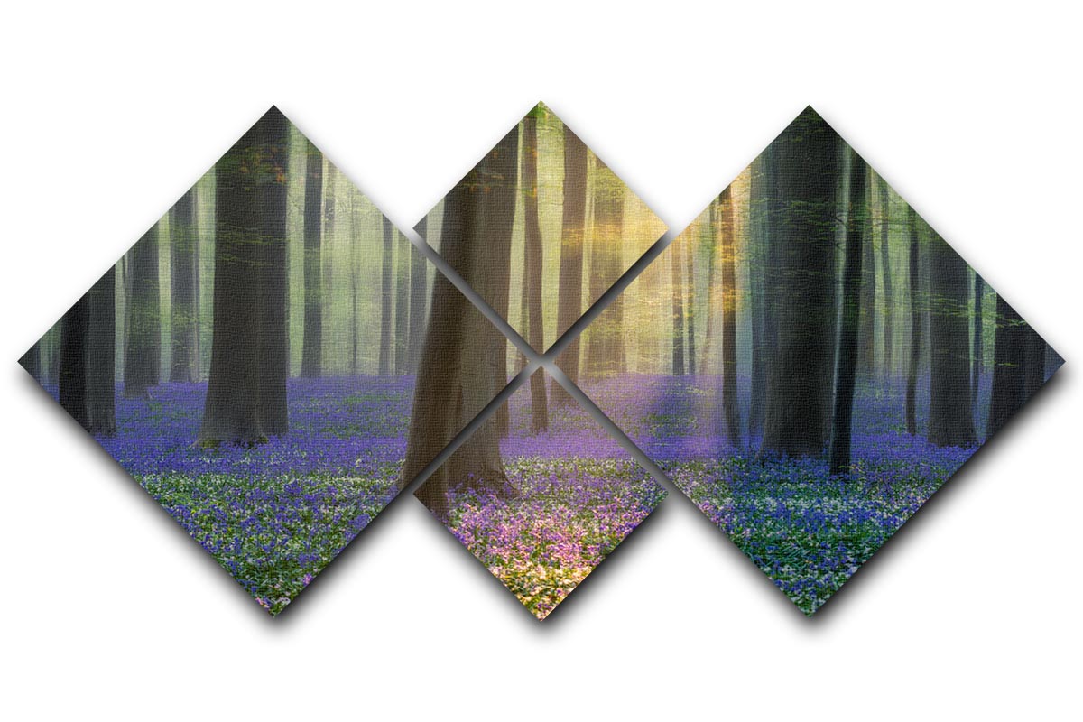 Daydreaming Of Bluebells 4 Square Multi Panel Canvas - Canvas Art Rocks - 1