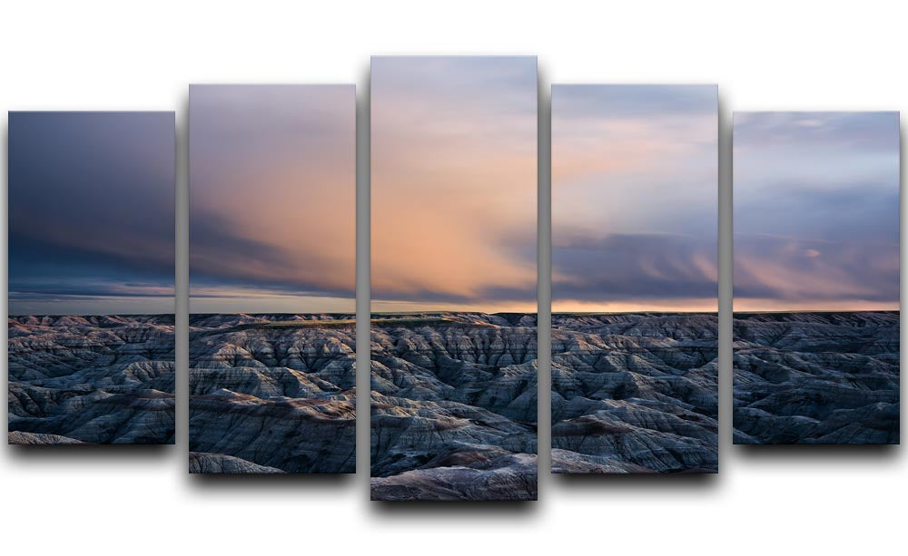 Twilight Over Badlands 5 Split Panel Canvas - Canvas Art Rocks - 1