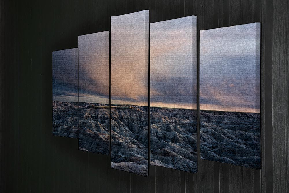 Twilight Over Badlands 5 Split Panel Canvas - Canvas Art Rocks - 2