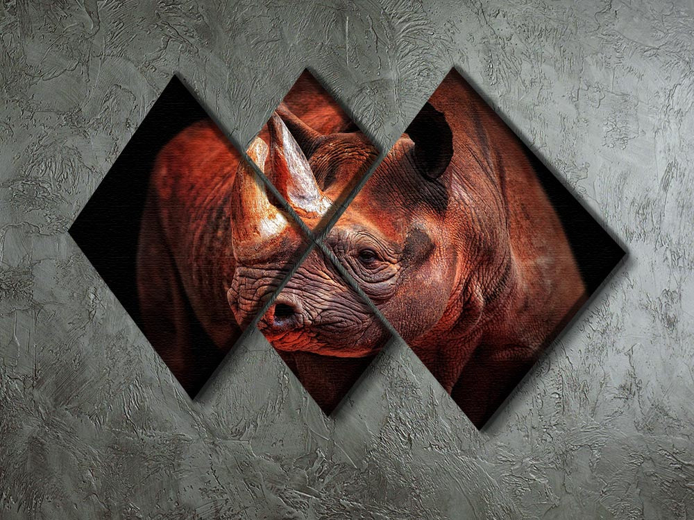 Rhino Posing 4 Square Multi Panel Canvas - Canvas Art Rocks - 2