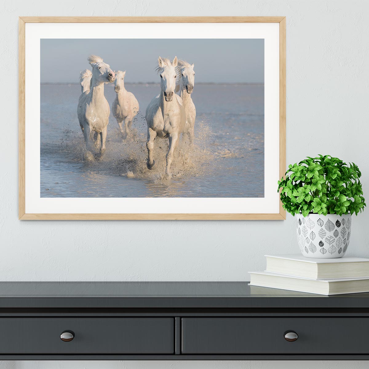 Running White Horses Framed Print - Canvas Art Rocks - 3