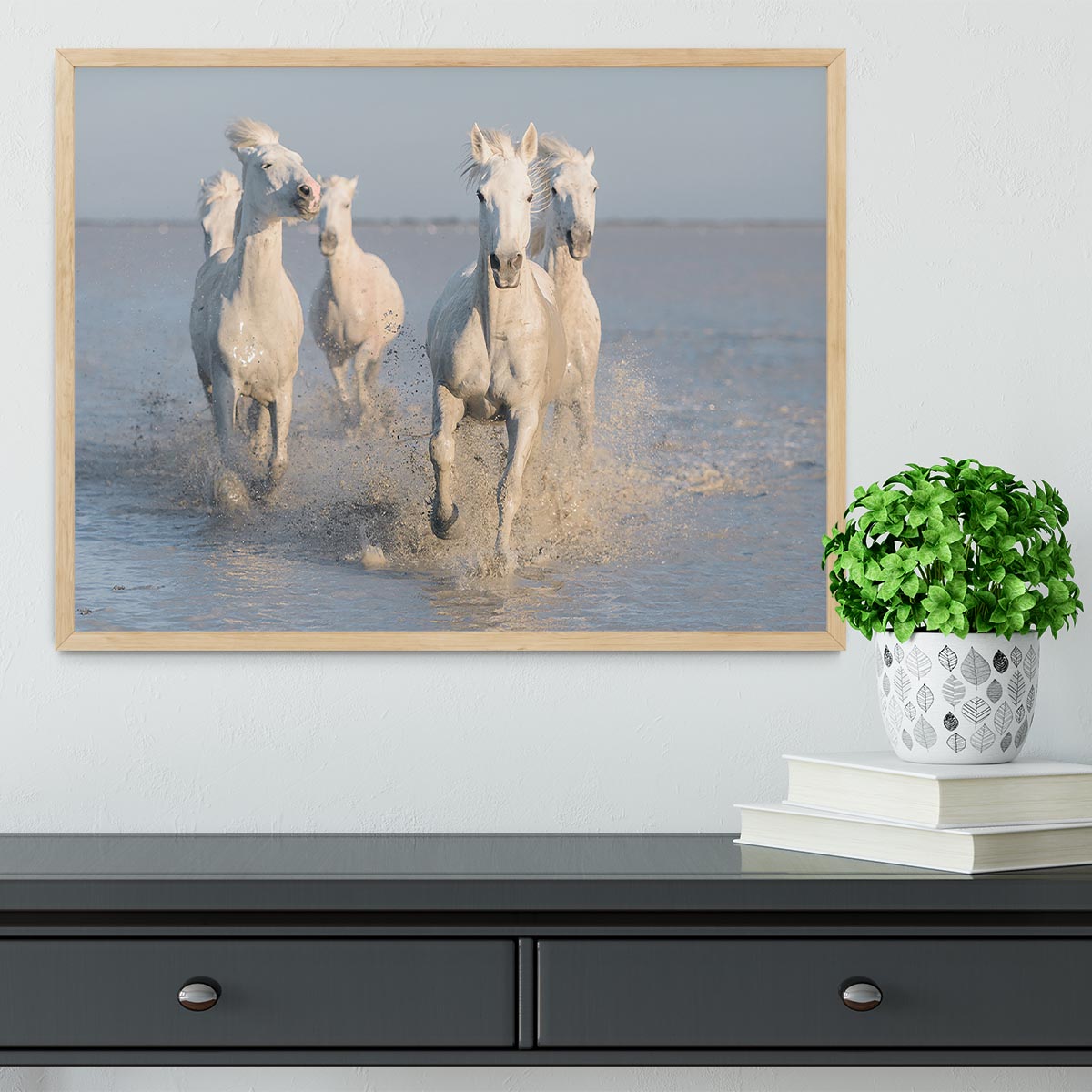 Running White Horses Framed Print - Canvas Art Rocks - 4