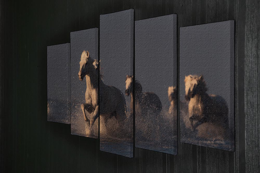 Horses in sunset light 5 Split Panel Canvas - Canvas Art Rocks - 2