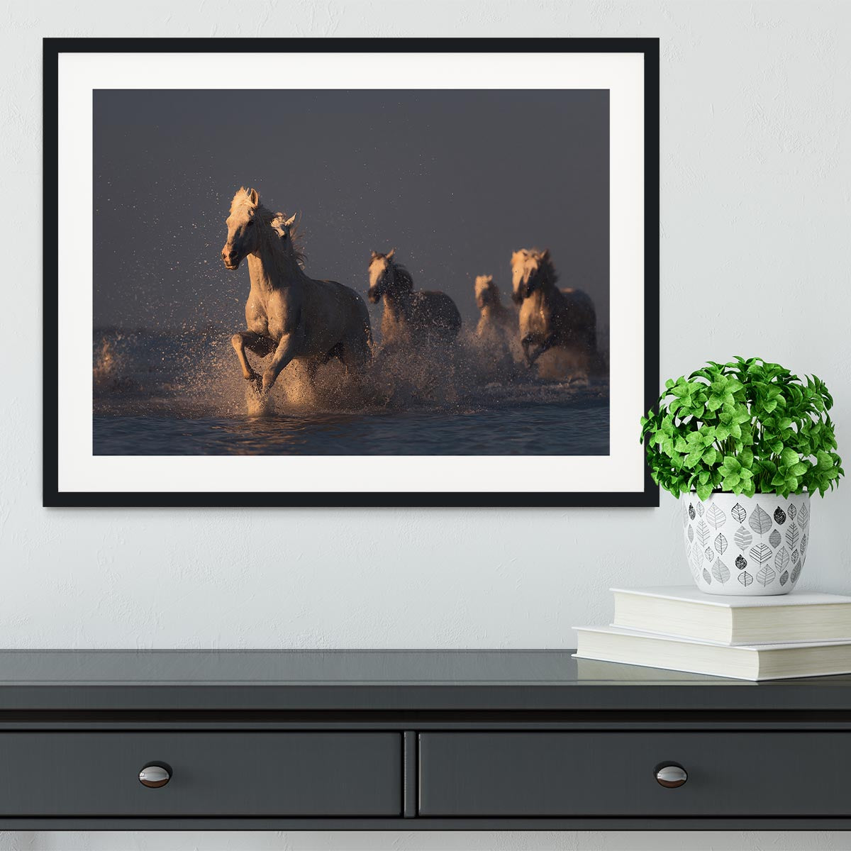 Horses in sunset light Framed Print - Canvas Art Rocks - 1