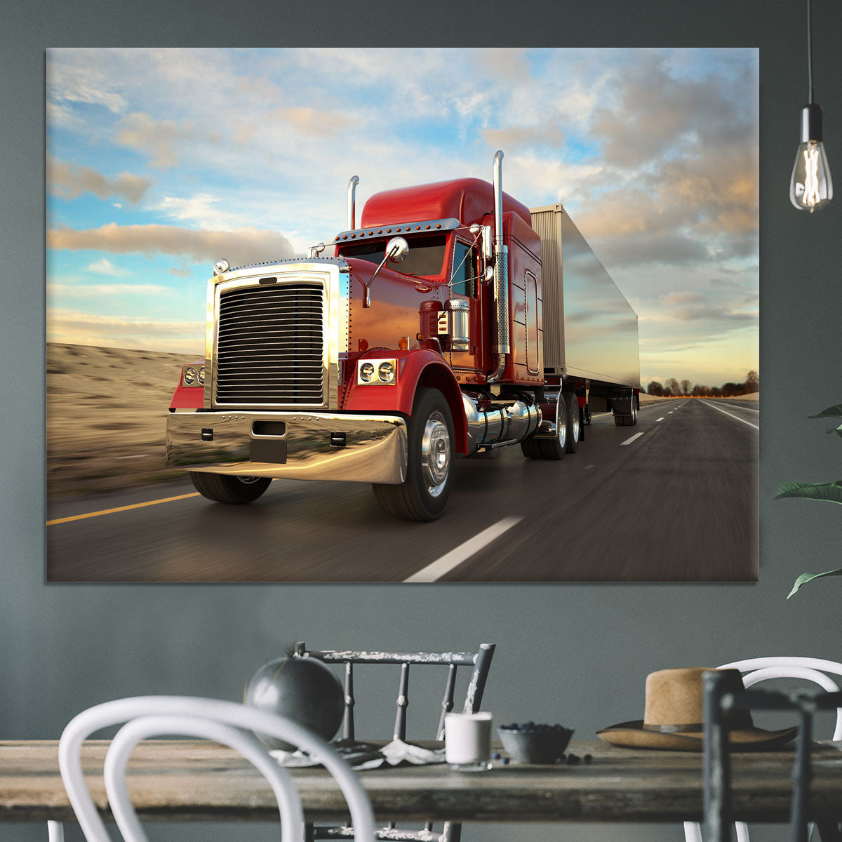 18 Wheel Red Truck Canvas Print or Poster - Canvas Art Rocks - 3