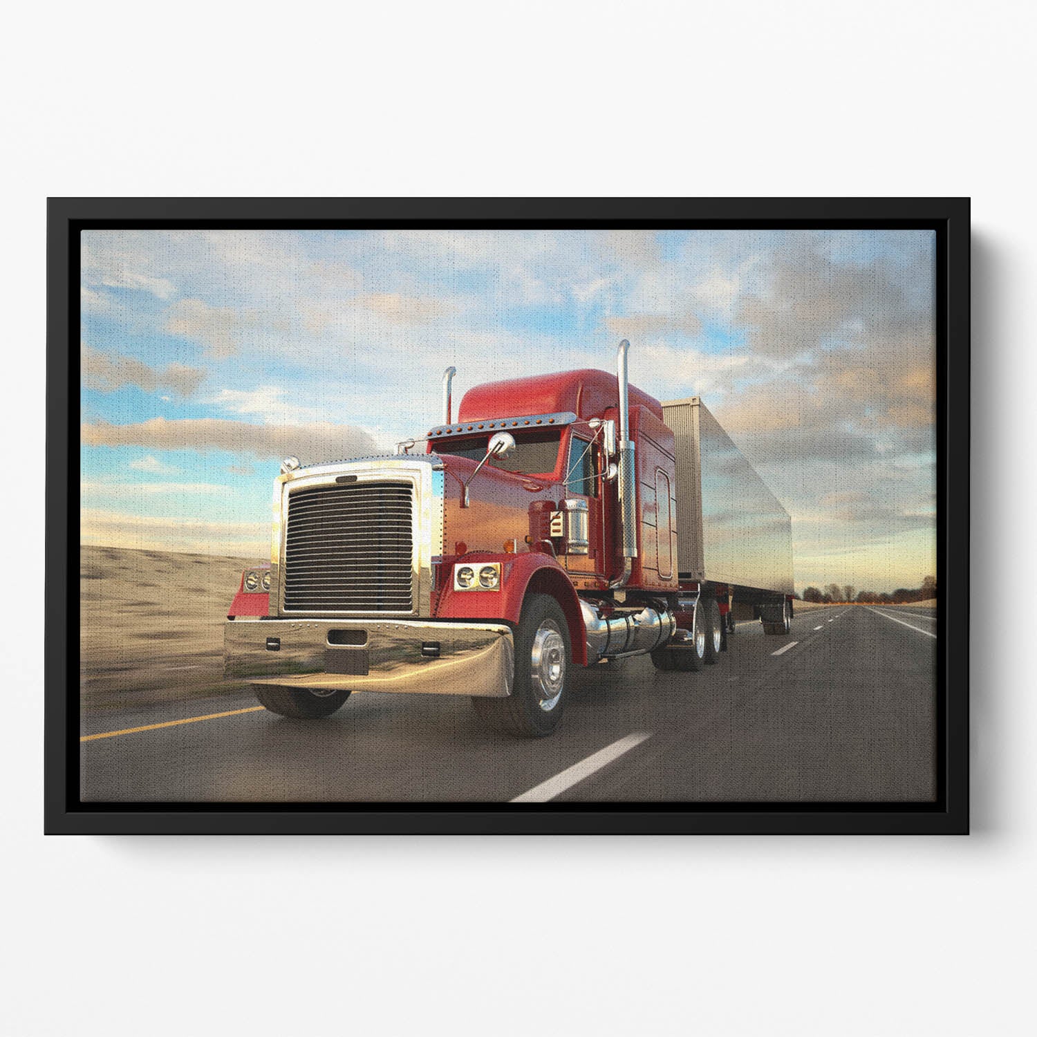 18 Wheel Red Truck Floating Framed Canvas