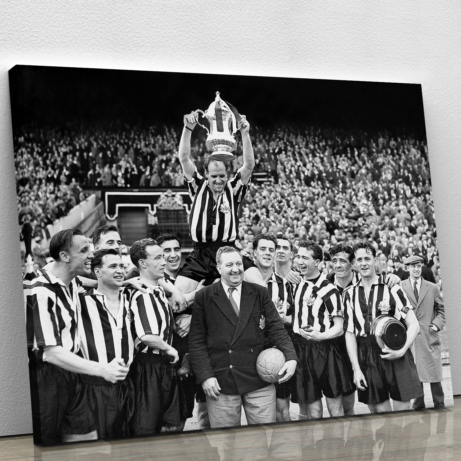 1955 FA Cup Final Newcastle United With The trophy Canvas Print or Poster - Canvas Art Rocks - 1