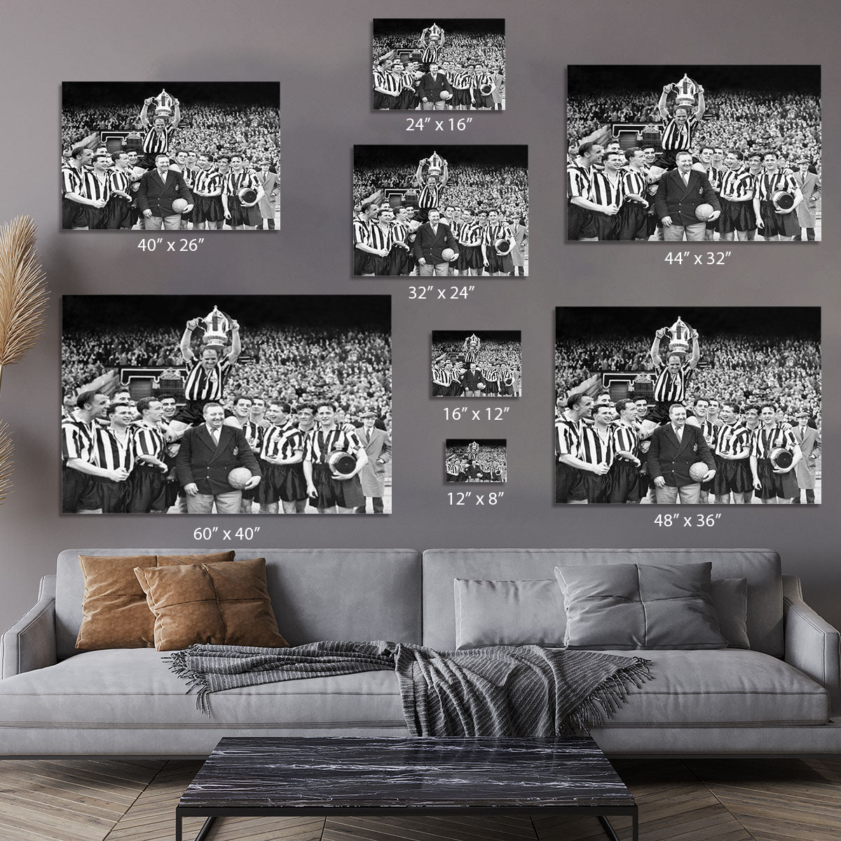 1955 FA Cup Final Newcastle United With The trophy Canvas Print or Poster - Canvas Art Rocks - 7